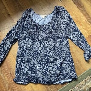 Michael Kors Navy and White Floral Blouse